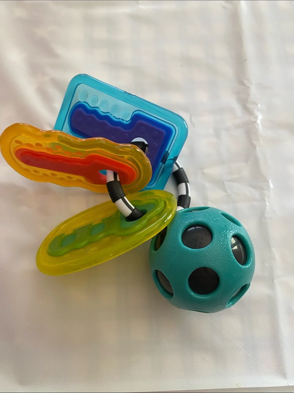 Baby Development Toy Set - Orange Teether Tambourine Mirror Rattle